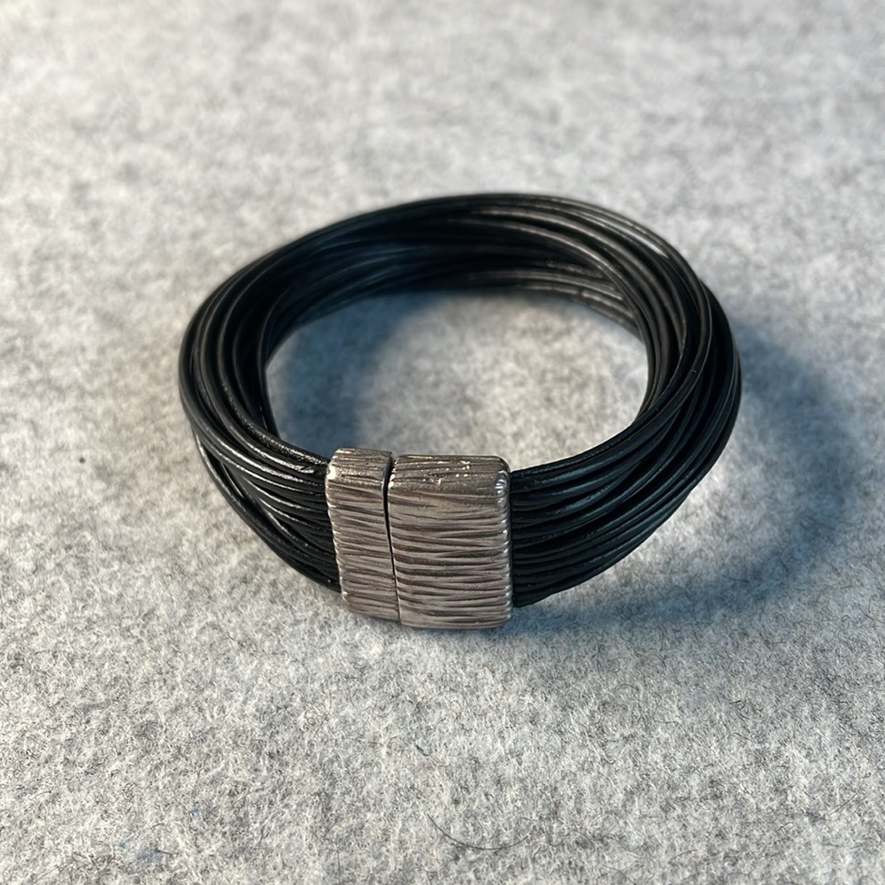 TOUS leather and silver bracelet